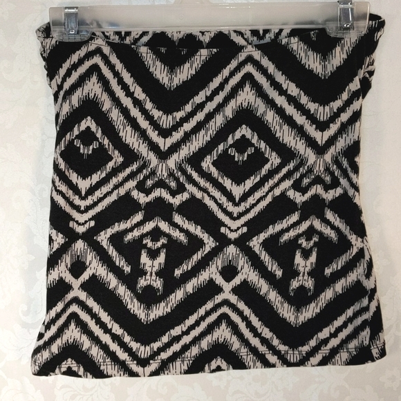 2000s geometric print black and white tube top boho - Picture 3 of 4